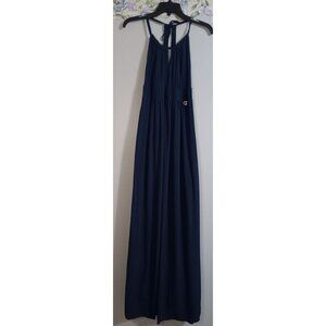 Sabra 40 Blue Maxi Casual Minimalist Cottage Occasion Lined Wedding Flowy Dress